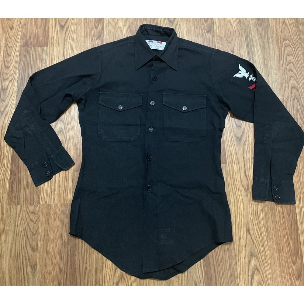 Flying Cross Service Shirt Mens 36 USN Corpsman Patch Military Black USA